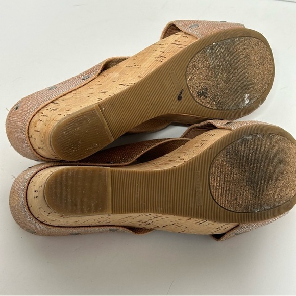 Lucky Brand Miller 2 Cork Wedge Sandals Women’s Canvas Straps in Rose Gold - Picture 15 of 16